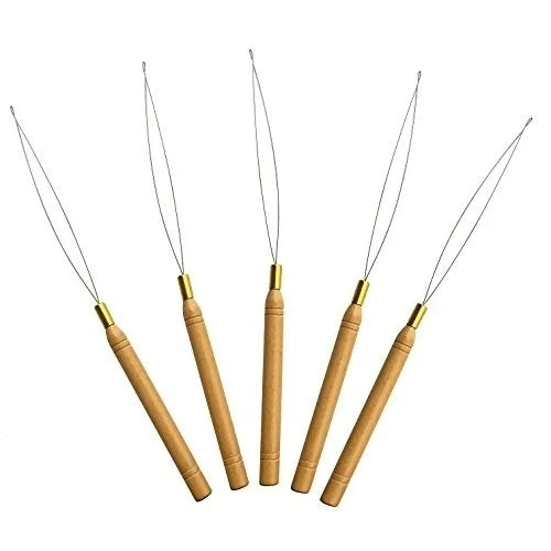 50pcs/bag Micro Ring Bead Pulling Hoop Loop Threader Hair Styling Accessory Hook Needle Hair Extension Tools