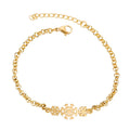 Fashion 18K Gold Plating Stainless Steel Women Charm Snowflake Bracelet Jewelry