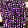 Wholesale A+ Purple Tiger Eye Stone Beads 6/8/10/12MM Smooth Round Natural for Jewelry Making DIY Bracelets