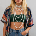 4 Pcs/Set Multilayer Long Pearl Beads Chain Necklaces for Women Elegant Tassel Beaded Sweater Chains Accessories Fashion Jewelry