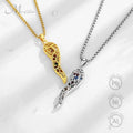 Merryshine 925 Sterling Silver Cornicello Chakra Stone Hollow Pepper African Lucky Italian Horn Pendant Necklace