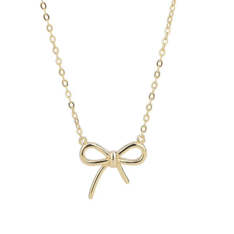 S925 Sterling Silver Necklace Women Bowknot Pendant Necklace Gold Silver Bow Necklace Jewelry to My Dauther