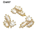 WT-JP310 Triple Irregular Freshwater Pearl Pendants Precious Micro Pave CZ Setting White Pearl Pendant for Jewelry Necklace