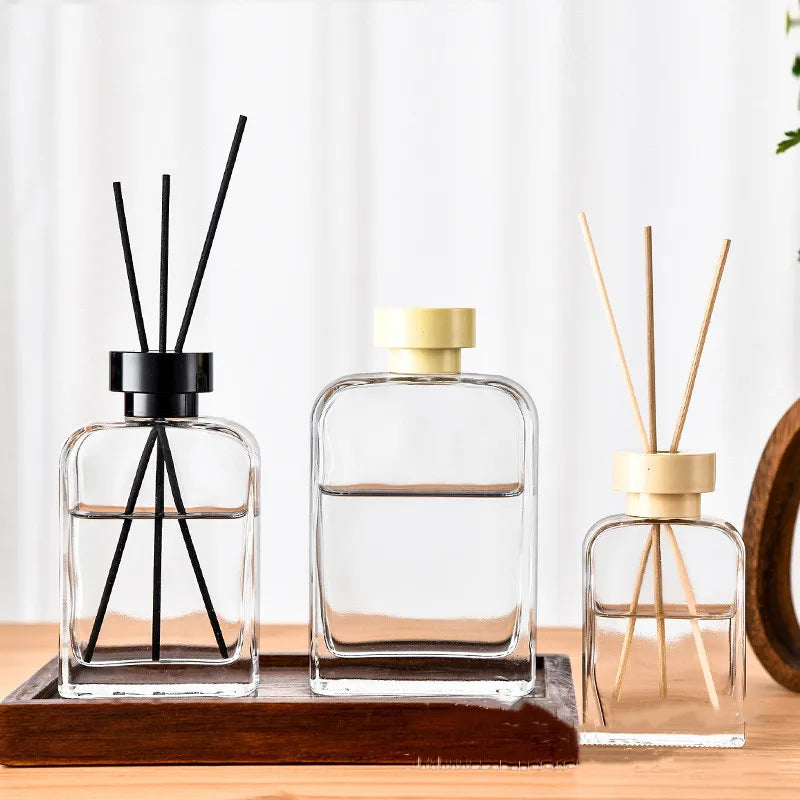 120ml 140ml 220ml Diffuser Glass Bottle Home Fragrance Reed Diffuser Transparent Glass Bottle Square Aroma Bottles With Cap