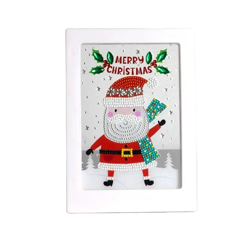 Christmas Theme Diamond Painting with Frame for Kids with Light
