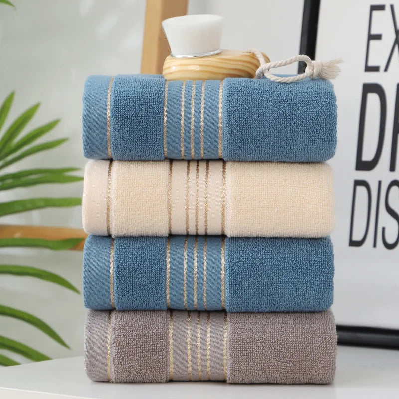 YongHo Modern European American Solid Color Jacquard Bath Towel Cotton Comfortable Quick-Dry Thickened Bathroom Towel