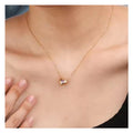Chris April Minimalist 316L Stainless Steel PVD Gold Plated Heart Shape Pendant pink Zirconia Necklace