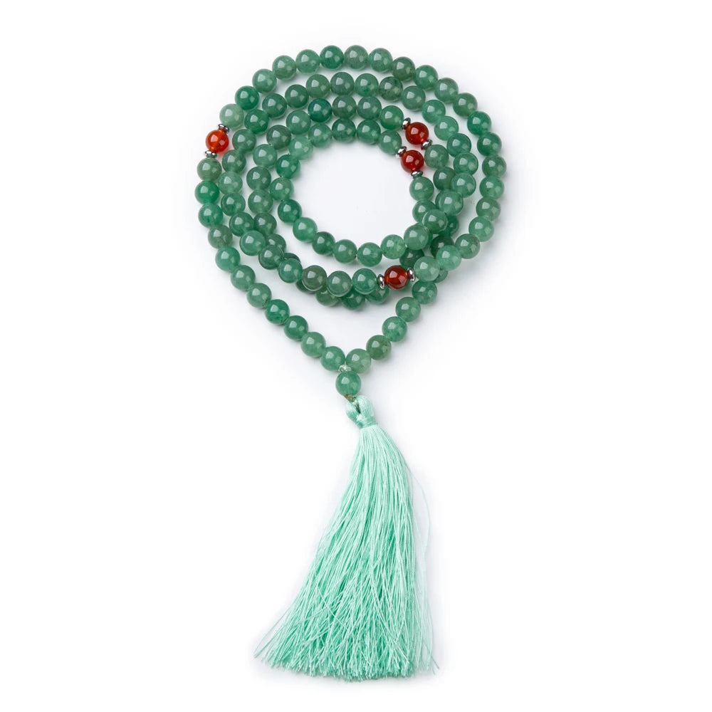 Green Aventurine Rose Wood India 108 Jade Mala Beads Necklaces Rudraksha Gemstone