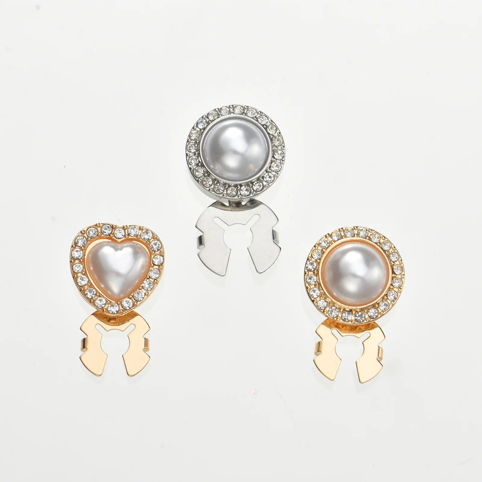 JFRB146 Fashion Pearl Heart Button Cover Elegant Cufflinks Fashion Jewelry Button Covers For Women Shirts