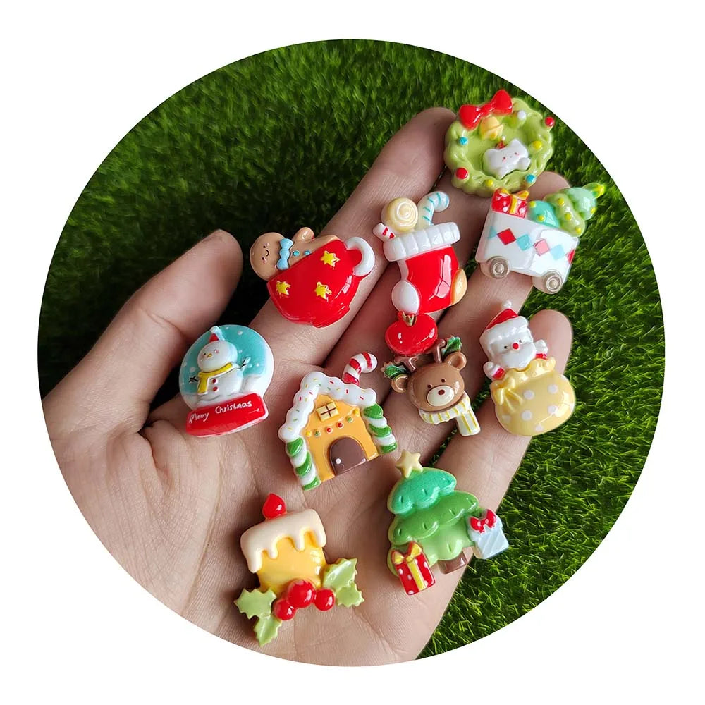 New Styles House Candle Christmas Tree Series Flat Back Resin Cabochon Phone Decoration Crafts DIY Scrapbooking Accessories