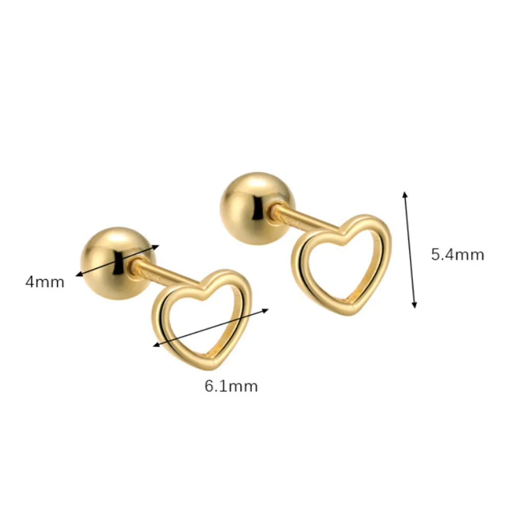 Wholesale 925 Sterling Silver Hollow Peach Heart Stud Tiny Small Earring for Women Earrings Jewelry Supplier