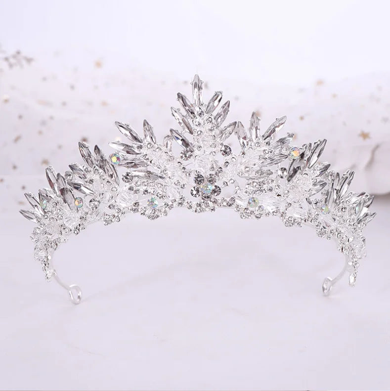 Bridal Diamond Alloy Antique Silver Plated Hair Hoop Tiara Wedding Party Hair Accessories