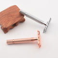 Rose Gold Metal Handle One Blade Double Edge Classic Safety Razor Travel Manual Shave Blade Razor Lady