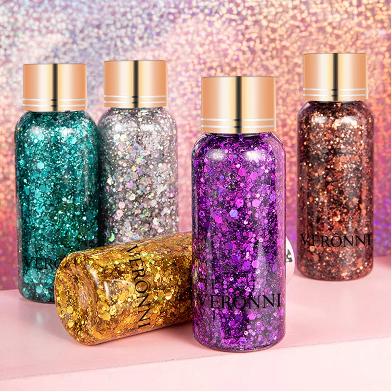 9 Color Strong Stage Effect Body Glitter Gel Party Makeup Chunky Glitter Eyeshadow