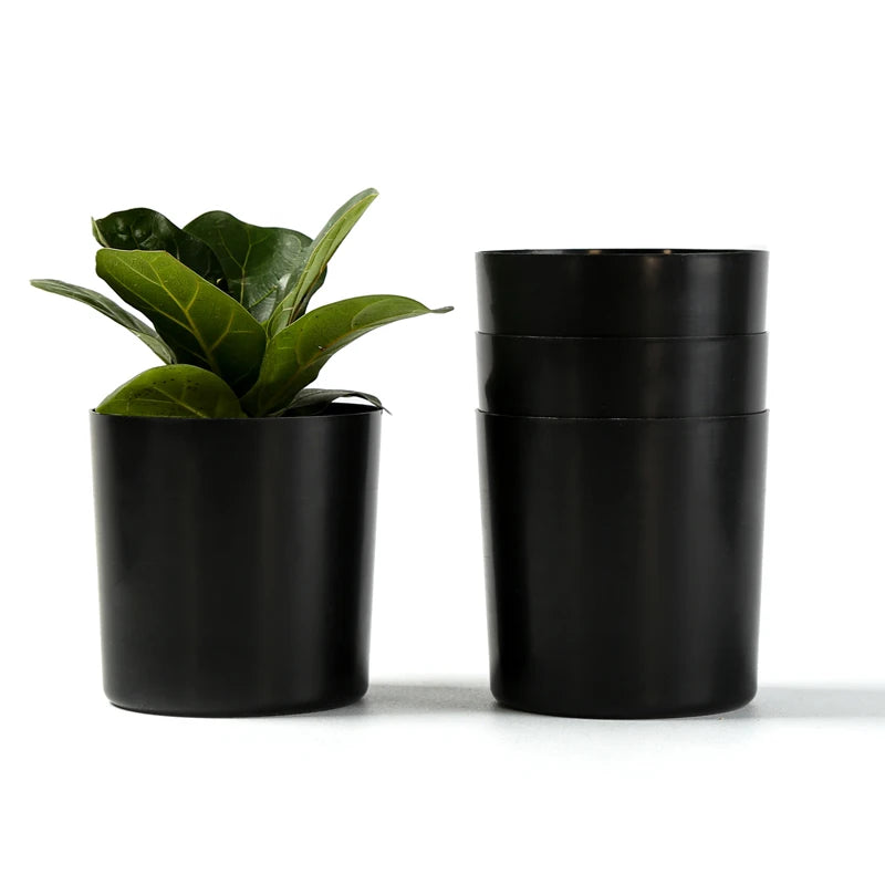 Yicai Melamine Plant Pot Home Gardening Garden Black Round Floor Planters Flower Pots