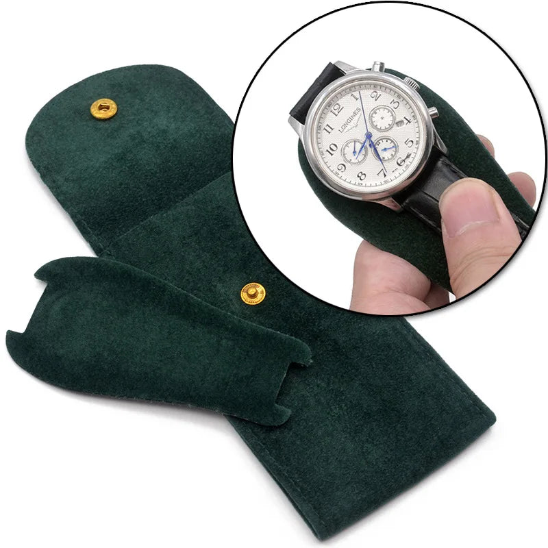 Velvet Snap Watch Bag Biodegradable Gift Travel Storage Case for Men Women's Watches Glasses Earrings Rings Gemstone Necklaces