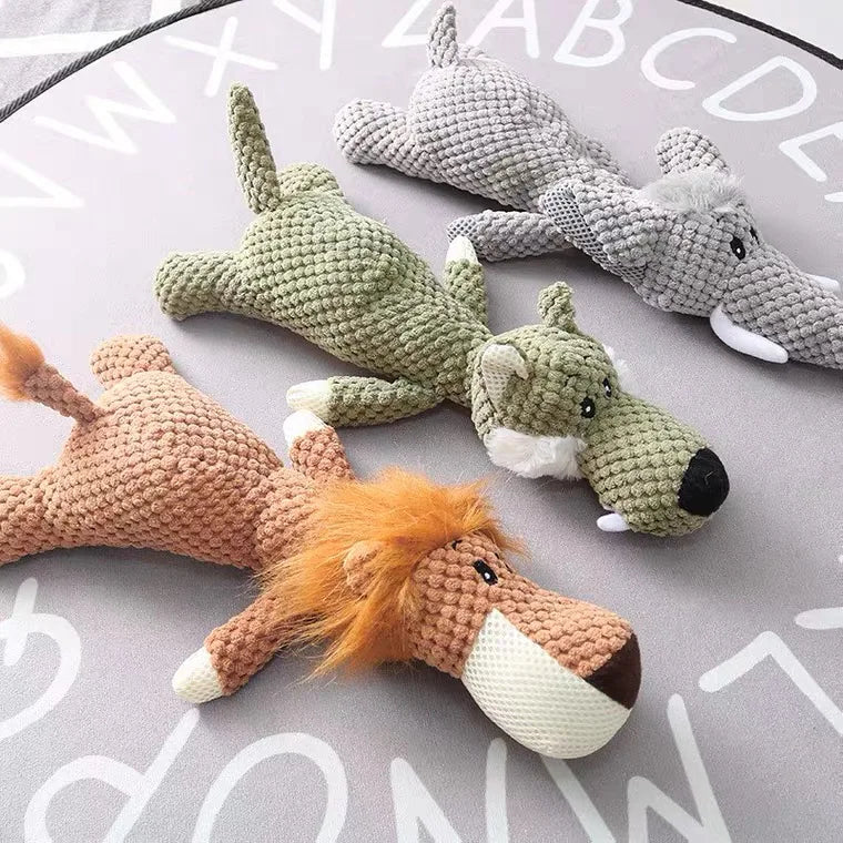 Luxury Fox Animal Lion Elephant Wolf Shaped Plush Large Dog Toy Squeakers for Dog Toys