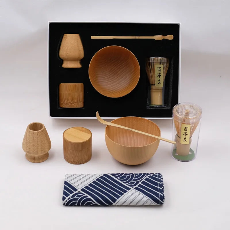 Japanese Tea Ceremony Bamboo Matcha Tea Whisk Stand Holder Chasen Chashaku Wooden Matcha Whisk Bowls Gift Set