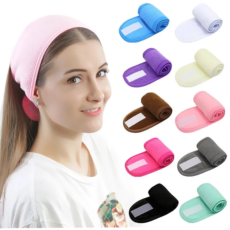 Wholesale Soft Adjustable Head Bands Yoga Wide Hairband Women Makeup Wash Face Cosmetic Spa Headband Makeup Accessories