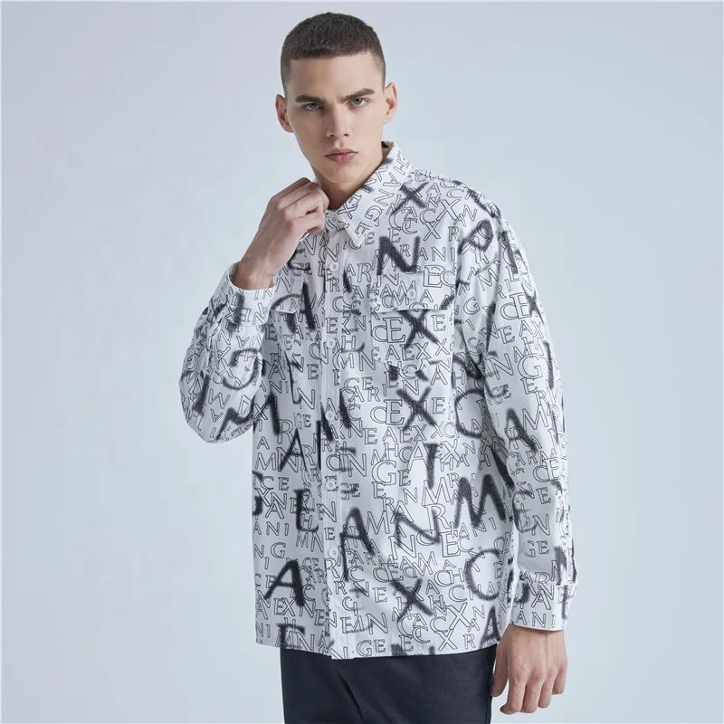 New Design High Streetwear Letters Printing Oversized Men's Shirts