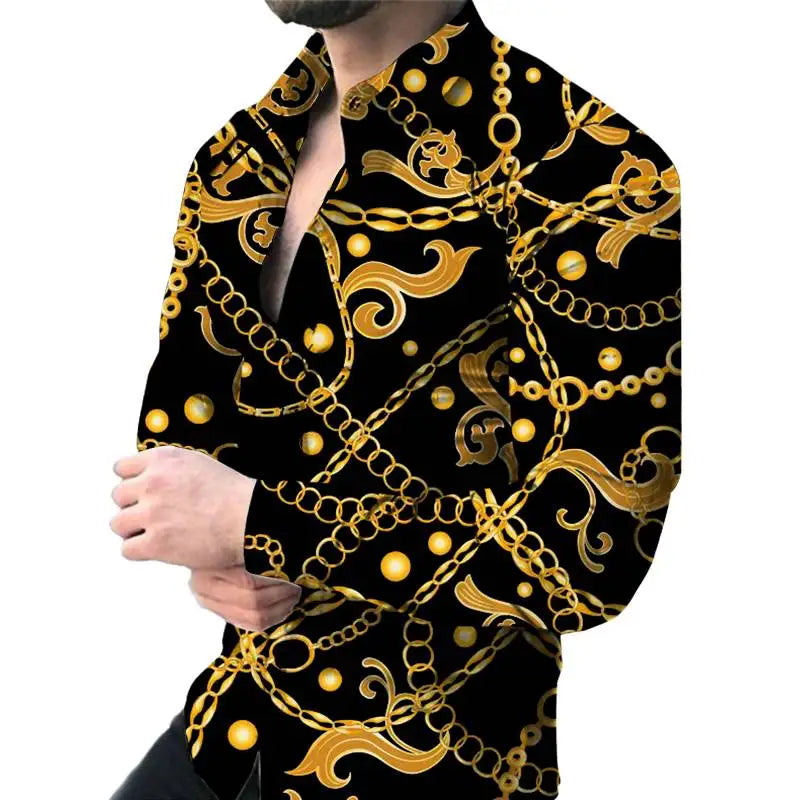 New Fashion Casual Spring Floral Printed Eco-Friendly Breathable Full Sleeve 100% Polyester Anti-Wrinkle Shirt for Men