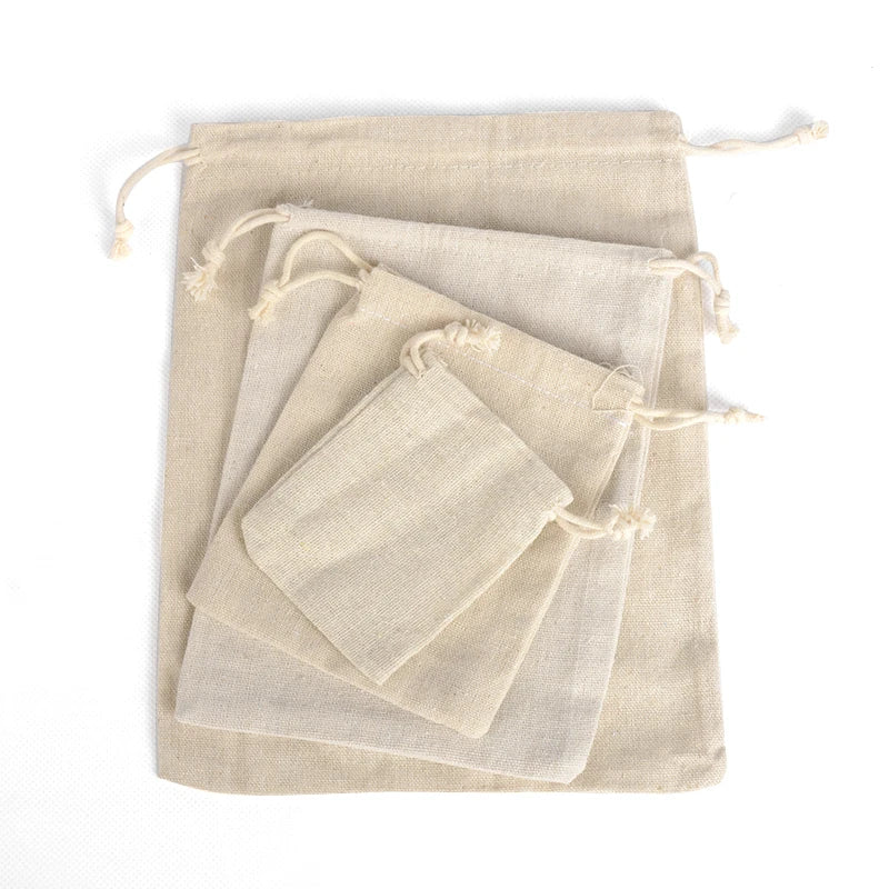 Wholesale Lightweight Cotton Linen Drawstring Bag Size No Design Series Cotton Muslin Drawstring Bag