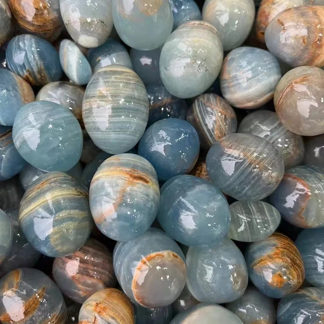 Bulk Sale Healing Crystals Semi-precious Stone Blue Onyx Tumbled Stones for Gift