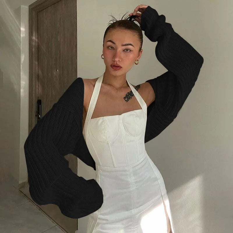 Fashion Cut Out Long Sleeve Spring Tops Women's Cardigan Knit Sweaters Women Top