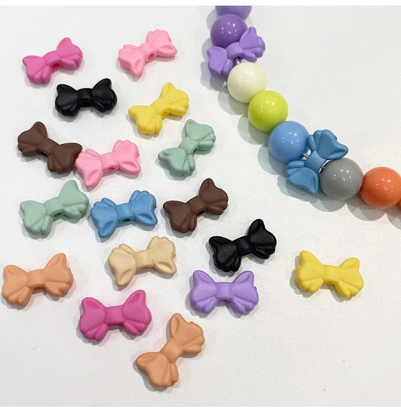 Acrylic Paint Frosted Rubber Small Bow Beads for Jewelry DIY Mobile Phone Chain Pendant Materials Handmade Beads