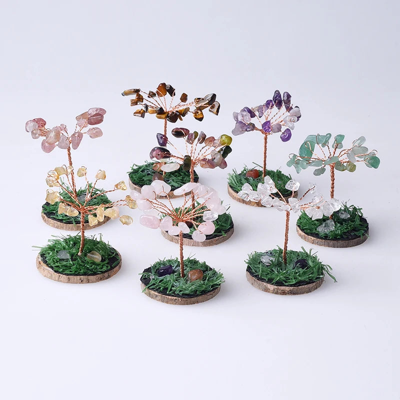 Wholesale Natural Stone Rose Quartz Amethyst Tree Healing Crystal Tree Crystal Crafts Gifts Handmade for Home Decar