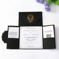 Luxury Black Gatefold Wedding Invitation Custom Booklet Style With Gold Foil Printing