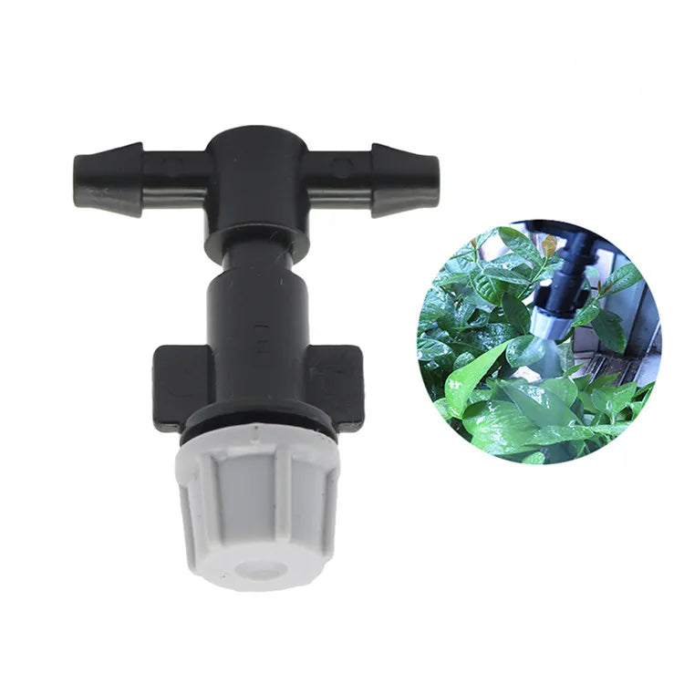 Plastic 1/4 Inch Garden Lawn Irrigation Watering Low Pressure Misting Fog Nozzle With Tee Connector MegaBDM