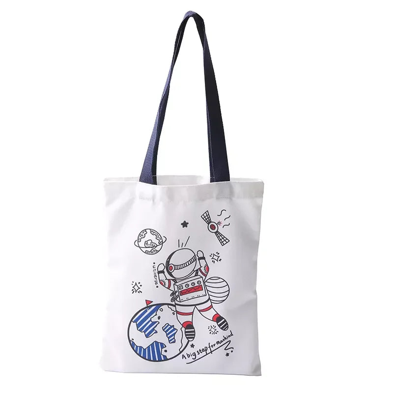Dinghe Personalized Sublimation Printed Korean Eco Polyester/Canvas Durable Tote Bag Cotton Webbing Handles Foldable Cute Design