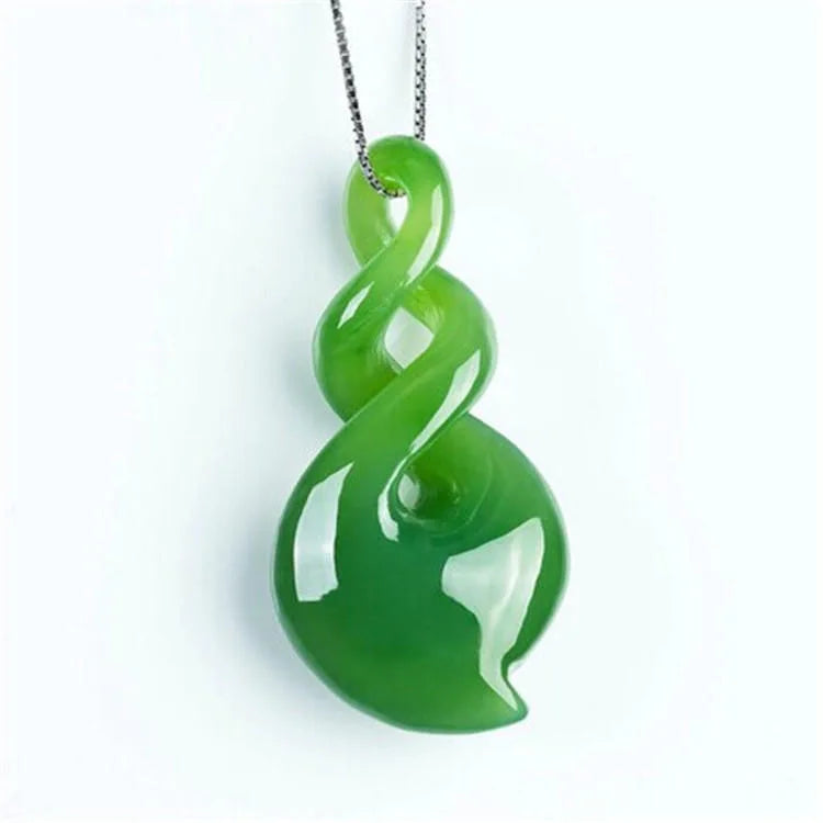 New Natural Nephrite Jade Twisted Pendant Fashion Hand-Carved Lucky Infinity Symbol Twist Necklace Pendant MegaBDM