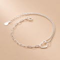 Genuine 925 Sterling Silver Double Layer Chain Heart Sweet Charm Bracelet for Women Fine Jewelry