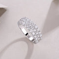 Pass Diamond Tester 3 Rows Round Main Diamonds Wedding Band Zigzag Set VVS Moissanite Solid 925 Silver Bands Open Rings for Men