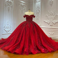 Jancember LSCJ42 Shiny Sequins Red Off Shoulder Glitter Evening Party Prom Dresses