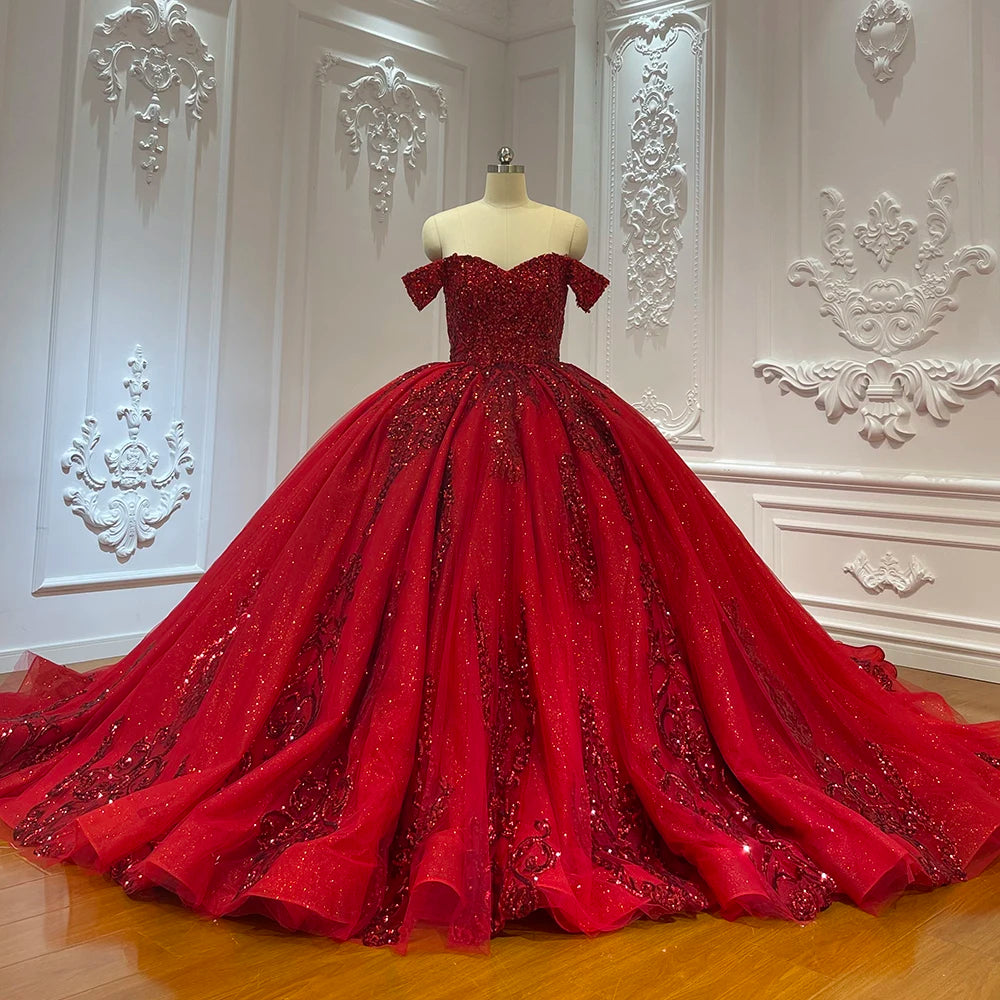 Jancember LSCJ42 Shiny Sequins Red Off Shoulder Glitter Evening Party Prom Dresses