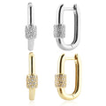 FUAMAY Aretes Sterling Silver 925 Jewelry Big Hoop Earrings U-Shaped Zircon Hoop Earrings