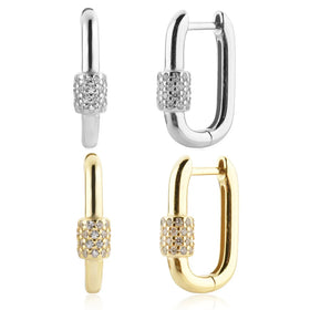 FUAMAY Aretes Sterling Silver 925 Jewelry Big Hoop Earrings U-Shaped Zircon Hoop Earrings