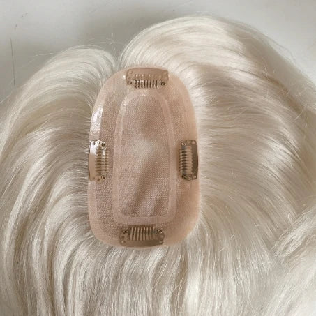 Raw Indian Human Hair Women Wigs Hair Extensions Toupee White Grey Hair Mono Topper