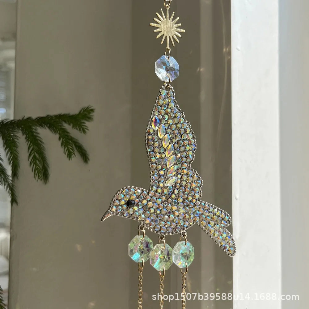 JOJO Design New Home Decoration Pendant Hummingbird Sun Catcher Crystal Wind Chime Cross-Border Direct Supply