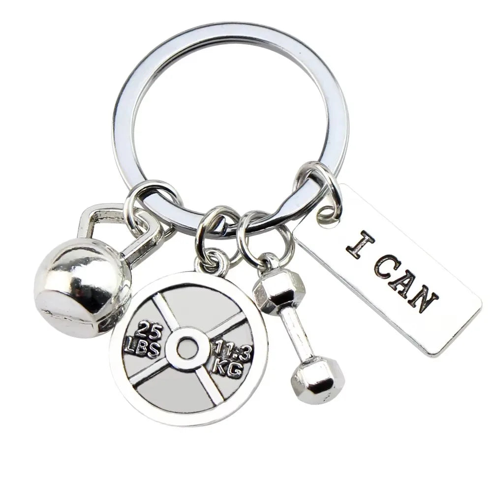 Hot-Selling Fitness Equipment for Men Women Couples Dumbbells Kettlebells Keychain Made Metal for Cross-Border Foreign Trade