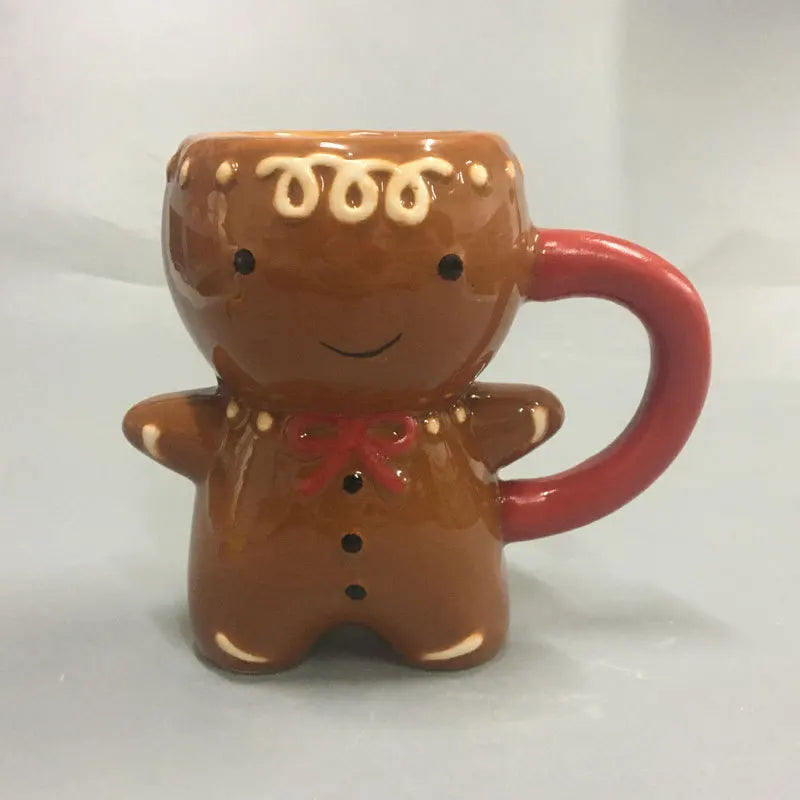 Christmas Tea Mugs 3D Gingerbread Man Ceramic Milk Coffee Water Cup Mug Couples Xmas Gifts
