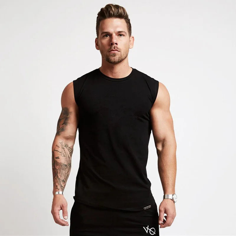 New Wide Shoulder Men'S Sleeveless Plus Size Tank Top Quick Dry Sport Man Gym Vest With Breathable Feature
