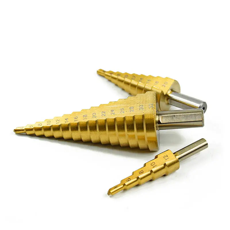 3PCS HSS Hex Shank Steel Titanium Step Drill Bits 3-12mm 4-20mm 4-32mm Metal Drill Bit Set for Wood Metal