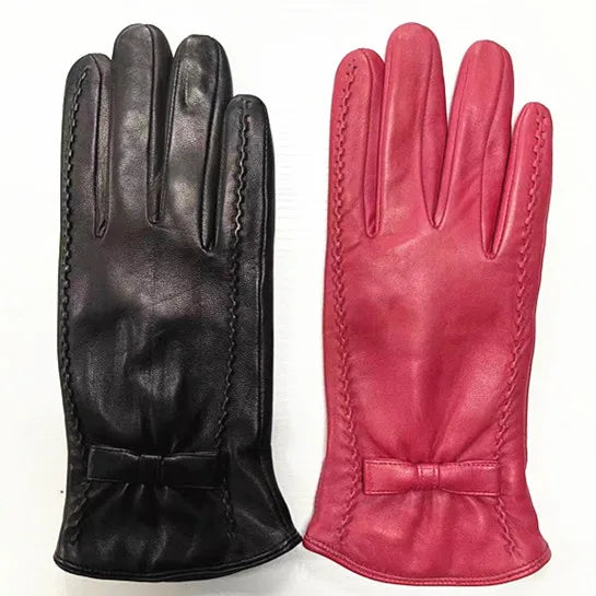 Sample Support Custom Fashion Color Sheepskin Glove Lady Skin Tight Leather Soft pink Thermal Gloves Lamb Skin Leather Gloves