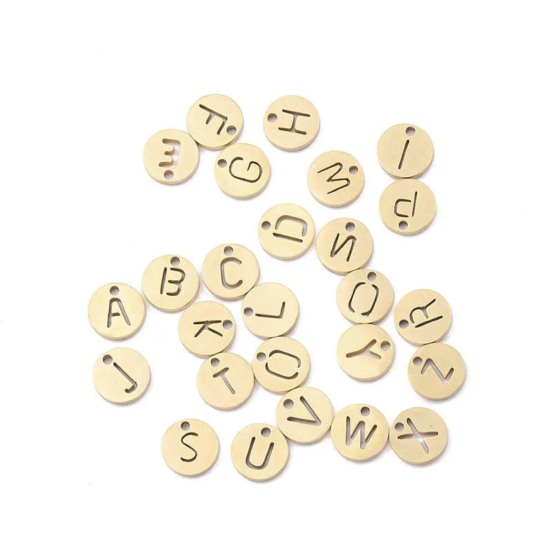 Fashion No Tarnish Stainless Steel 26 English Letters Single Hole Originality Surname Pinyin Pendant for Jewelry Accessories