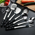 Wholesale 7-Piece Stainless Steel Kitchen Utensil Set Classic Cooking Tools with Black Riveted Handle for Restaurant