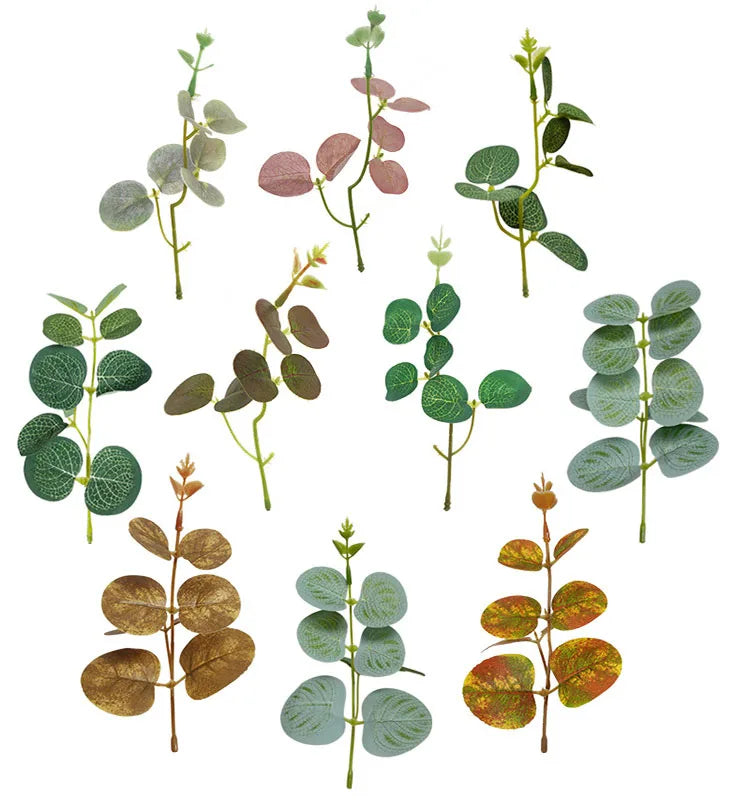 2025 Premium Artificial Greenery Stems Eucalyptus LeafPlastic Branches Greens Bushes for Vase Bouquets Floral Arrangement Decor